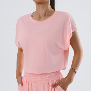 Yoga Top Casual <strong>T-shirt</strong> Quick-drying Loose <strong>Breathable</strong> Short-sleeved <strong>Women's</strong> <strong>T-Shirt</strong> for Summer Solid Sportswear Custom Logo - Product Image 2