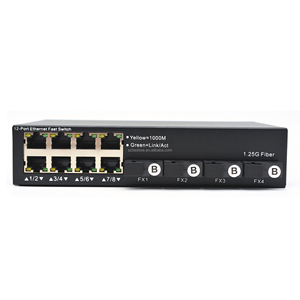 Offre Spéciale – Transceiver POE 8GE*4GX non géré avec 8 ports Ethernet 10/100/1000M + 4 ports optiques 1000M SC - Product Image 1