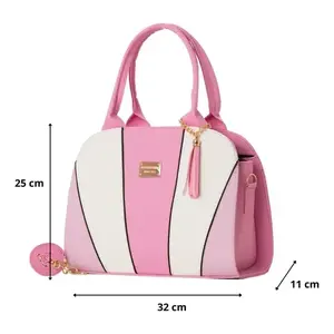 Bolso de Mano para Mujer Fana Bruna M3815, Estilo Vintage con Pétalos Rosados, Dos Asas, Cierre Abierto, Forro de Seda, Diseño de Caramelos - Product Image 4