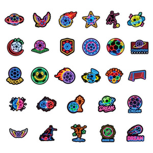 New 56 <b>Sheets</b> Neon Football Stickers Creative Colorful Football Sports Event Waterproof Decorative Stickers - Product Image 2
