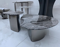 Ensemble de table basse rectangulaire ALTO durable en marbre et acier inoxydable |   Table basse moderne minimaliste pour salon |   EKAR FURNITURE