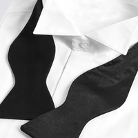 Noeuds papillon ajustables en satin noir uni pour homme, à nouer soi-même, pour smoking et costume de mariage