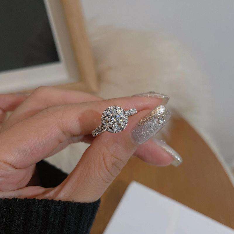 แหวนผู้หญิงทรงกลมหรูหรา (1 กะรัต) US 5#