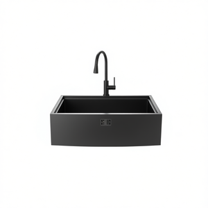 Fregadero de cocina estilo rústico de 30 pulgadas, de acero inoxidable negro bronce, con delantal frontal y grifo - Product Image 1