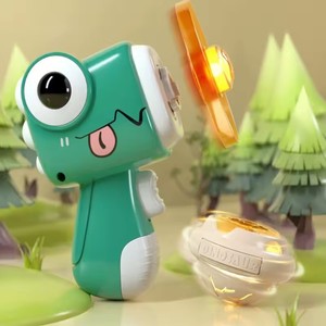 Lanceur de pistolet gyroscopique dinosaure, jouet rotatif libellule en bambou, disque volant lumineux, ensemble de jeu extérieur pour enfants, cadeau pour activité de jardin - Product Image 3