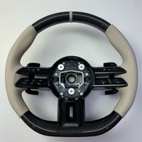 Volant en cuir beige modifié en fibre de carbone pour Mercedes Benz C GLC E S CLS AMG Plug and Play