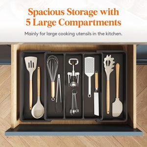 Có thể điều chỉnh sierware dao kéo <span class=keywords><strong>Organizer</strong></span> mở rộng nhà bếp ngăn kéo khay nấu ăn đồ dùng nhựa thìa công cụ tiện ích lưu trữ - Product Image 4
