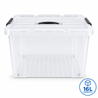 Boîte de rangement transparente en PP 16L, empilable sur mesure avec poignée, organisateur de linge de maison et de serviettes pour armoire