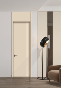 Porte intérieure minimaliste en bois massif avec surface finie, ouverture manuelle, isolation acoustique - Product Image 4