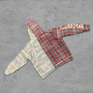 Flanella personalizzata stampata in pietra Vintage lavato giallo sporco lavato Graffiti DTG stampa a tracolla felpe con cappuccio in cotone per uomo - Product Image 5