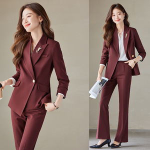 Women's Wool Suit Set Solid Color Anti-Wrinkle Professional Office Wear - Product Image 1