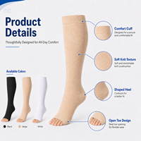 Chaussettes de compression graduée médicale 20-30 mmHg, hauteur genou, à bout ouvert, pour le voyage et usage quotidien, OEM ODM