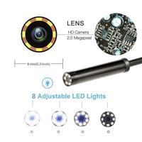 Y102 Endoscope industriel USB 3 en 1, étanche IP67, avec 6 LED réglables, caméra de 5,5 mm, compatible avec Windows PC, MacBook