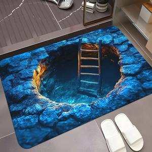 Tapis 3D à effet visuel de fosse bleue pour salon et chambre, tapis de sol à illusion optique 3D pour la décoration intérieure - Product Image 2
