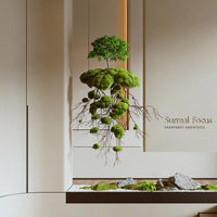 Décoration paysagère artisanalette en bois massif de style pêcheur, rocaille artificielle pour plafond suspendu, aménagement de scène, plante pour salon de thé