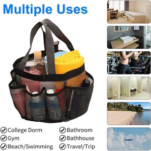 Neceser de malla colgante, organizador de almacenamiento, azul, negro, plegable, para uso en el baño y viajes - Product Image 3