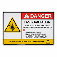 Étiquettes d'avertissement laser personnalisées, autocollants de sécurité contre les rayonnements laser, vinyle blanc, imperméable, résistant aux UV/à la déchirure, pelliculage brillant