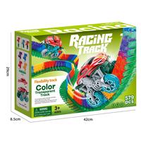 Nouvel ensemble de piste de course flexible magique DIY de 579 pièces, jouet de voiture de course électrique, ensemble de voitures sur rail éducatif STEM pour enfants, garçons et filles