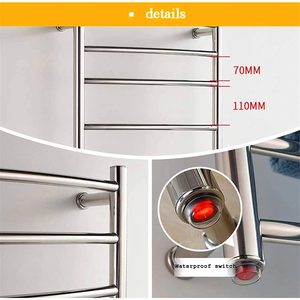 Toallero Eléctrico de Acero Inoxidable para Baño, Montado en Pared, con 4 Barras, Radiador Calefactor, Secador de Toallas, Voltaje Universal - Product Image 3