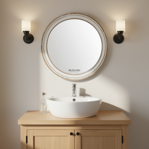 Miroir décoratif EZICUWC, cercle de 23,62 pouces, cadre en bois blanc cassé, style farmhouse, à suspendre au mur, pour la maison, la salle de bain, la cuisine - Product Image 2
