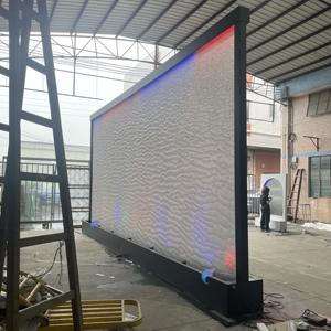 Fontaine d'eau d'intérieur contemporaine à LED, quatre saisons, en acier inoxydable, cascade en maille, fontaine de jardin sur pied - Product Image 3