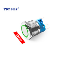 Interruptor de botón de metal de 22mm y 12-24V, botón autoblocante impermeable