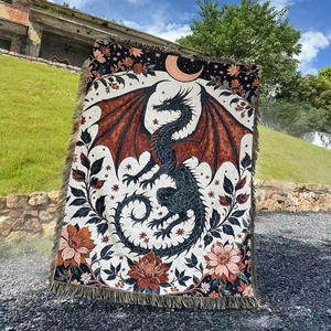 Couverture de canapé individuelle Qin Che style Dragon antique, tapisserie décorative, couverture rectangulaire jacquard pour pique-nique et camping - Product Image 5