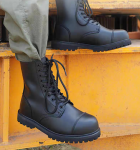 บูทยาวหนังเต็มตัวสำหรับผู้ชายสีดำระบายอากาศได้ดีแนวยุทธวิธีแบบอเมริกัน - Product Image 4