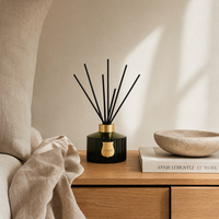 Aikun Gift Shops – Diffuseur à roseaux XL en verre côtelé, faible MOQ, livraison rapide, avec logo métallique doré, boîte beige, toutes senteurs, longue durée, pour spa