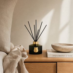 Aikun Gift Shops Low MOQ Fast Turn Ribbed Glass XL <b>Reed</b> <b>Diffuser</b> Set Gold Metal Logo Beige Box Any Scent Long Lasting for Spa - Product Image 3