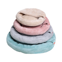 Lit pour chat rond en velours moelleux et amovible avec doublure en polaire, design moderne