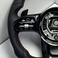 Volant de voiture en cuir noir pour Benz AMG W205 C63 W213 E63 G63 GLS63S GLA45 A45 E43 W204 W223 avec bandes rouges