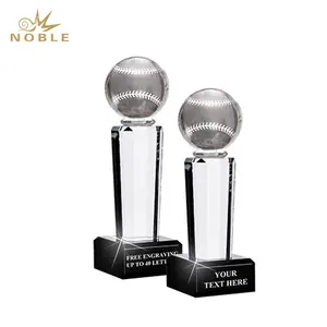 Noble Onyx Pedestal Crystal Glass Wholesale Outdoor Sports Custom Personalized Bespoke Logo Baseball Trophy Award