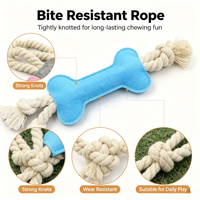 Jouet à mâcher pour chien, corde de traction, jouet à mâcher en feutre en forme d'os, jouet de dentition pour chiot, jouet durable pour animaux de compagnie pour jouer à l'intérieur et à l'extérieur, couleurs macaron, vente en gros