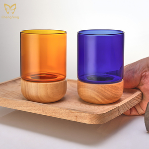 Tasse <span class=keywords><strong>à</strong></span> <span class=keywords><strong>café</strong></span> en <span class=keywords><strong>verre</strong></span> <span class=keywords><strong>à</strong></span> haute teneur en borosilicate Base en bois <span class=keywords><strong>Verre</strong></span> de couleur originale Tasse en <span class=keywords><strong>verre</strong></span> ambre/bleu - Product Image 2