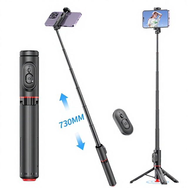 TT11 Selfie Stick 730Mm All-in-one Auto Jump Open 28.7" Tripod Magnetic Remote Aluminum Alloy Pull Rod Outdoor for 5.2