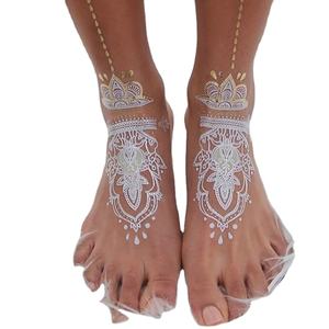 Nouveaux produits : Tatouages temporaires au henné blanc sexy pour femmes, autocollants de tatouage en dentelle, transfert à l'eau, pour mariée - Product Image 1