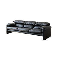 Ensemble de salon Timberight de haute qualité, design italien luxueux, 3 places, minimalisme italien, cuir véritable, coussins doux
