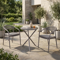Ensemble bistrot rond en rotin PE pour extérieur, 3 pièces, structure en acier thermolaqué, table et chaises pour jardin, balcon