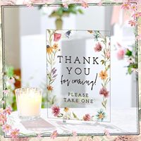 Ensemble de panneaux de table de mariage personnalisés en acrylique imprimés de fleurs sauvages, avec supports, pour livre d'or, cartes de repas, boissons, cadeaux et décoration de réception
