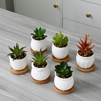 Pot Bunga Keramik Mini Putih Modern Minimalis, Pot Tanaman Hias Berlapis Glaze, Dekorasi Ramah Lingkungan untuk Kantor, Rumah, dan Dalam Ruangan