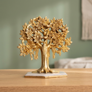 <b>Golden</b> <b>Tree</b> Sculpture Wood Handmade Art Deco Eco-Friendly Lightweight Home Decor Indoor Tabletop Living Room Art Piece - Product Image 1