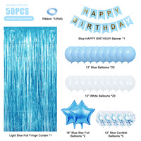 50pcs joyeux anniversaire ballon ensemble feuille rideau toile de fond avec étoiles confettis décorations de fête pour garçons filles célébration d'anniversaire