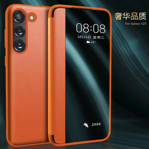 Funda de cuero con tapa para Samsung <span class=keywords><strong>Galaxy</strong></span> S23 Ultra Pro S22, carcasa de alta calidad, estilo clásico, sólido, para ventana, Note 10 Plus - Product Image 1