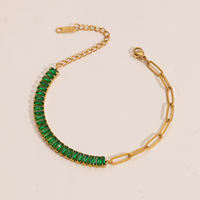 Nouveau bracelet tennis cubain pour enfants en argent sterling S925 plaqué or avec moissanite taille émeraude, cadeau de luxe tendance