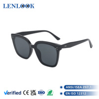 Lunettes de soleil rectangulaires rétro de haute qualité Lenlook, vente en gros, monture en plastique noir, UV400, lunettes de soleil de luxe pour femmes