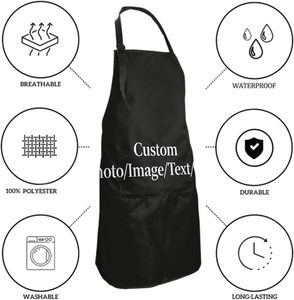 Adjustable Custom Logo Cotton Polyester Pure Color Black Cooking Food <b>Aprons</b> <b>Kitchen</b> Man <b>Women</b> Garden Bib Chef - Product Image 3