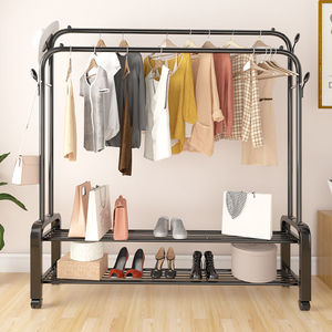 <span class=keywords><strong>Appendiabiti</strong></span> durevole con 4 ganci <span class=keywords><strong>appendiabiti</strong></span> vendita di fabbrica 2 file Pole Hanging Free Stand Shelf - Product Image 2
