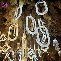 Lustre MILE pour événements de mariage et hôtels, décoration lumineuse, cristaux acryliques suspendus, anneau ovale, décorations lumineuses de plafond
