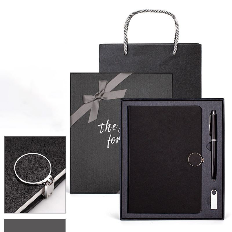 สีดำ (โน๊ตบุ๊ค + ปากกา + แฟลชไดรฟ์ USB)